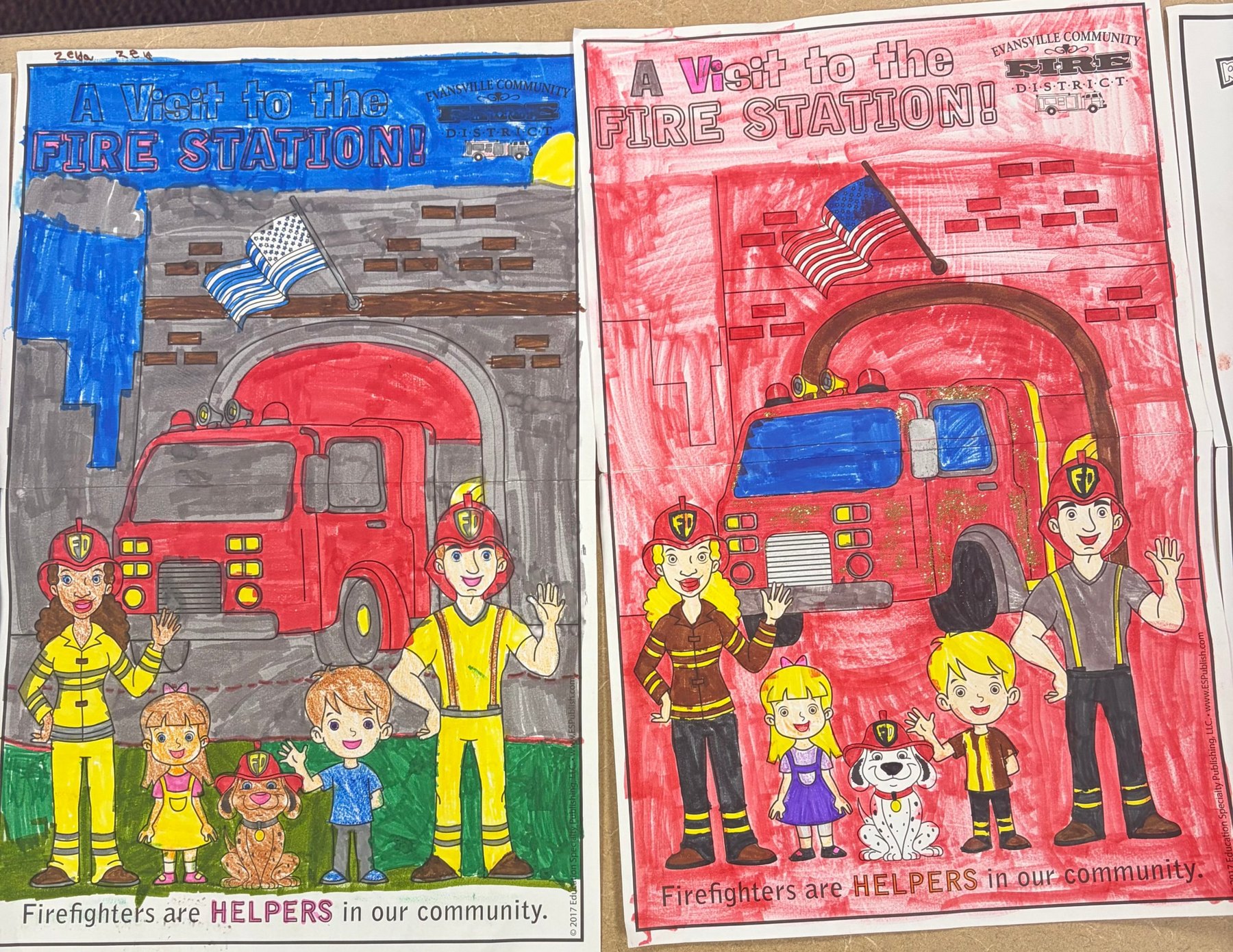 Winning coloring contest posters: A Visit to the Fire Station